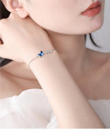 Pulsera de Plata para Mujer con Piedra de Água Marina Ajustable Ideal para Aniversarios y Regalos de Cumpleaños - details 4