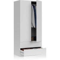 Armario de 2 Puertas y 2 Cajones Acabado en Blanco Artik Medidas: 81 cm (Ancho) x 180 cm (Alto) x 52 cm (Fondo) - details 3