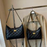 Mujer 2025 nuevo Xiaoxiangfeng rombo cadena axila bolso de moda negro hombro mensajero bolso callejero - details 4