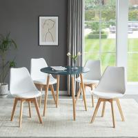 Mesa de Comedor, Estilo escandinavo Ronda Mesa y Patas de Madera de Haya, 80*72 cm, Color Blanco - details 31