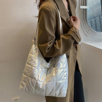 Bolso de mano de algodón con almohadilla espacial para mujer, bolsa de viaje de hombro acolchada, de gran capacidad, impermeable, a la moda, Invierno - details 53