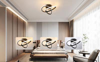 Plafón LED de Techo Creativo 30W 3375LM, GOECO, Aluminio Negro, 3000-6500K Dimmable, Lámpara de Techo Moderna para Sala de estar, Dormitorio, Comedor, 30*30*10 CM - details 0