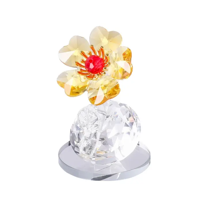 Estatua de flor de cristal de la serie de plantas simples, estatuilla exquisita, decoración de mesa, adorno de coche hecho a mano en 3D, decoración del hogar - 1