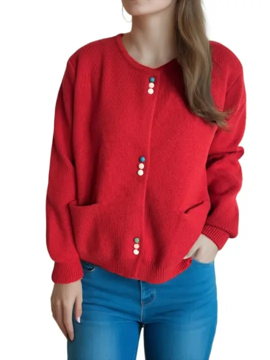 Suéteres de punto holgados de estilo coreano con cuello redondo para mujer, novedad de otoño 2024 - 1