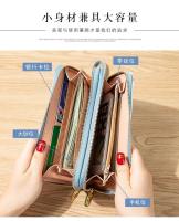 Nueva cartera larga para mujer, bolso para teléfono con doble cremallera, cartera con tachuelas para estudiante, bolso de mano de gran capacidad, monedero suave - details 1