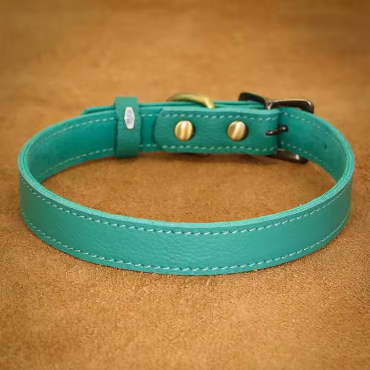 Collar ustable genuino perros pequeños medianos, collares de cuero suave cachorros y gatitos para Chihuahua, Bulldog Francés - 1