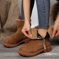 Botas de invierno de las mujeres de moda, zapatos de algodón cálidos y gruesos, forro de agarre a mitad de la pantorrilla, las mujeres de una sola pieza de invierno botas de ante tobillo - details 11