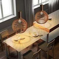 Lámpara Colgante Vintage, Natural Tejida Madera Luminaria Suspensión, Luces Colgantes Ajustables En Altura, Para Bar Café Loft Restaurante Sala De Estar (Negro,23×32CM) - details 2