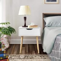 2 Piezas Mesitas de Noche Dormitorio Nórdico Mesitas de Noche Blancas con Patas de Madera Maciza Mesa Auxiliar con Cajón 48,5x41x57,5cm para Dormitorio Sala de Estar Salón - details 6