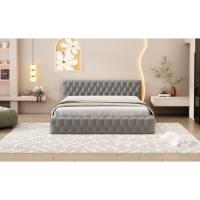 Cama tapizada Cama doble juvenil 140 x 200 cm, fabricada en terciopelo agradable para la piel, gris (Sin colchón) - details 9