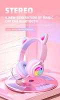 Auriculares con orejas de gato y luz LED RGB para niños y niñas, cascos inalámbricos con Bluetooth 5,3 para juegos, PC - details 0
