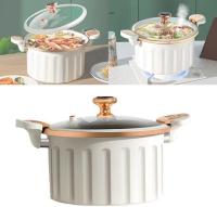 Olla a presión micro esmaltada antiadherente, olla a presión antiadherente de gran capacidad, olla a presión con bloqueo push-pull, olla para estofado de sopa, olla para sopa esmaltada, utensilios de cocina de acero inoxidable, ovalado lento - details 0
