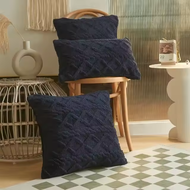 Funda de Almohada de Felpa Sólida Jacquard para Sofá y Cama Cubierta de Cojín de Espalda Nórdica Suave Decoración de Sala de Estar - 1