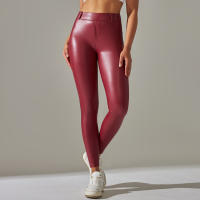 Nessaj-pantalones de piel sintética de terciopelo fino para mujer, leggings de cuero PU ajustados, sexy, con bolsillo, Otoño e Invierno - details 9