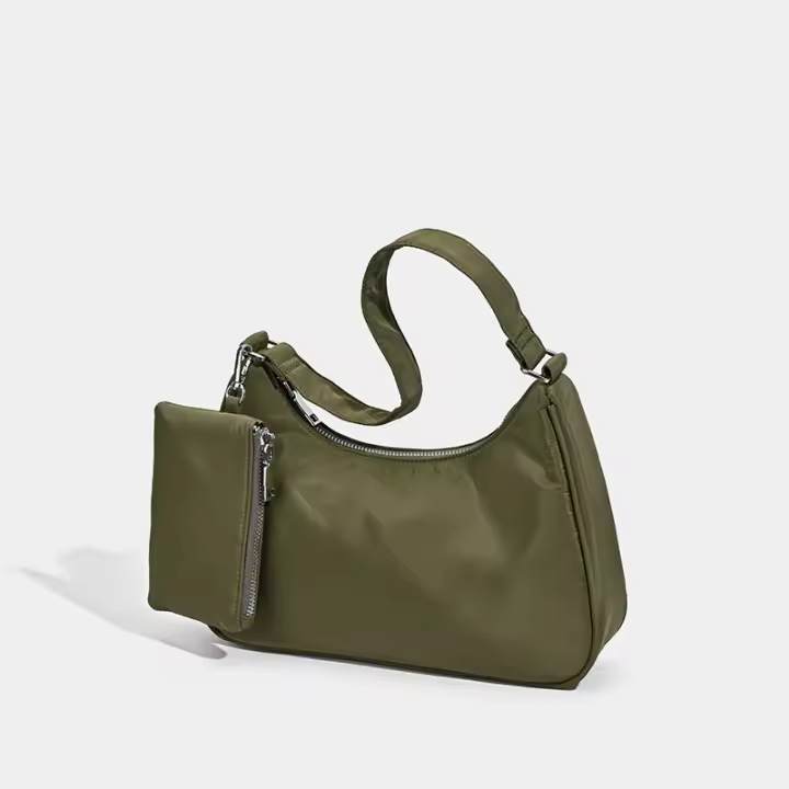 Bolso de mujer primavera casual simple, bolso de axila nicho color sólido, bolso de mano perezoso versátil de tela de nylon. - 1
