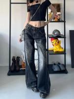 Jeans Negros Grunge Pantalones Denim de Moda Callejera Vintage para Mujeres - details 4