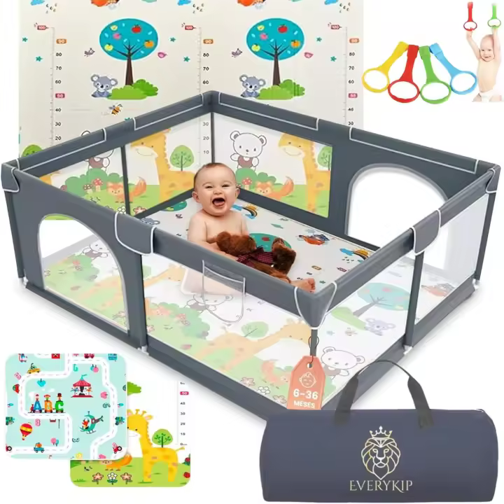 Bebe 120x120cm Con Alfombra Suelo Corralito Bebe Plegable Centro De Actividad Con Malla Transpirable Corralito Bebe - 1