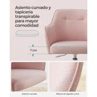 Silla de estudio, giratoria, altura ajustable, carga de 110 kg, marco de acero, tela de algodón-lino transpirable, para estudio, dormitorio, marrón OBG019K01 - details 20