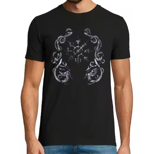 dragón vikingo jormungandr vegvisir Camisetas hombre clásica premium de vikingos - 1