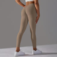 Pantalones de yoga con espalda en V para mujer, leggings sexys para entrenamiento Fiess, gimnasio, correr, cintura alta - details 17
