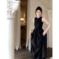 Vestido largo por debajo de la rodilla a la moda, vestidos negros Vintage con espalda descubierta y corte calado, Vestido de mujer de una pieza para verano 2024 - details 3
