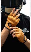 Guantes de cuero de medio dedo para hombre, equipo de protección, transpirables, para Motocross y motociclista - details 0