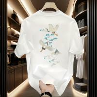 Camiseta casual de algodón para hombres con estampado vibrante de dragón y nubes - Manga corta, Cuello redondo, Ajuste relajado, Perfecta para el verano, Comodidad diaria, Camiseta de comodidad diaria |   Camiseta gráfica vibrante |   Camiseta de ajuste c - details 3