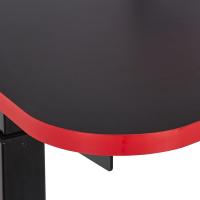 Escritorio de ordenador rectangular para juegos de altura regulable, con estante elevado para colocar el monitor, 140 x 63,5 x 109-126 cm, color rojo - details 7