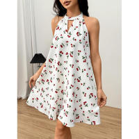 Falda de Verano para Mujer con Estampado de Cereza Espalda Descubierta, Ajuste Suelto, Estilo Dulce y Casual para Vacaciones o Moda - details 2