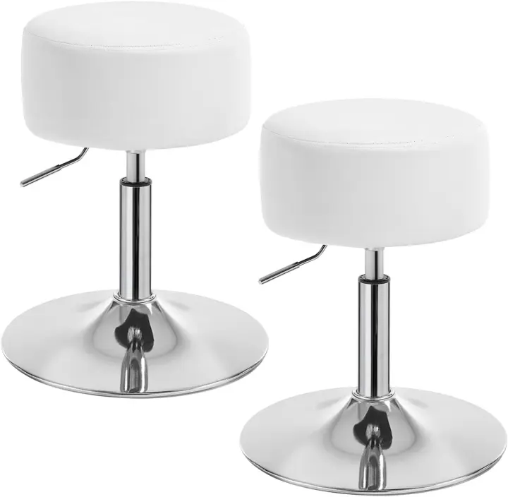 Taburetes de Maquillaje Redondos Pequeños Regulables en Altura, 54-69 cm, Taburetes Bar Bajo PU para Tocador, Dormitorio, Oficina en Casa y Salón - 1