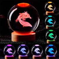 1pc lámpara de bola de cristal grabada con láser Axolotl 3D, luz nocturna multicolorida, regalo creativo de cumpleaños para novia, compañera de clase, esposa, niños, decoración del hogar para sala de estar y dormitorio - details 6
