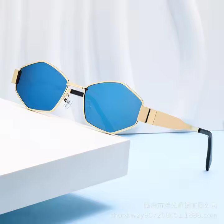 Gafas de sol hexagonales de moda para mujer 2025, diseño de marca de lujo, gafas de sol poligonales únicas, gafas de sol vintage con montura pequeña para hombre - 1