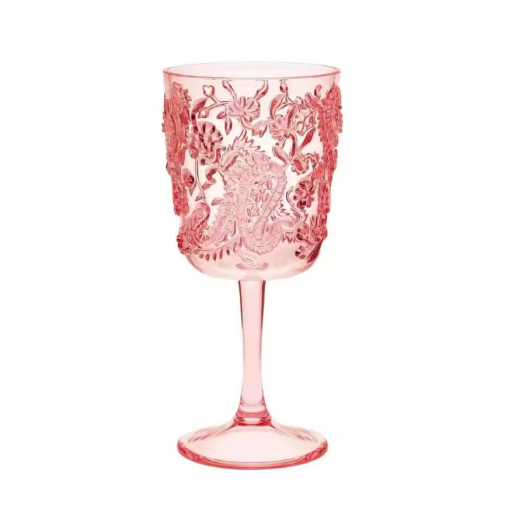 Juego de 4 vasos de plástico Paisley (13 oz), juego de vasos acrílicos sin BPA, vasos irrompibles, copas de vino - 1
