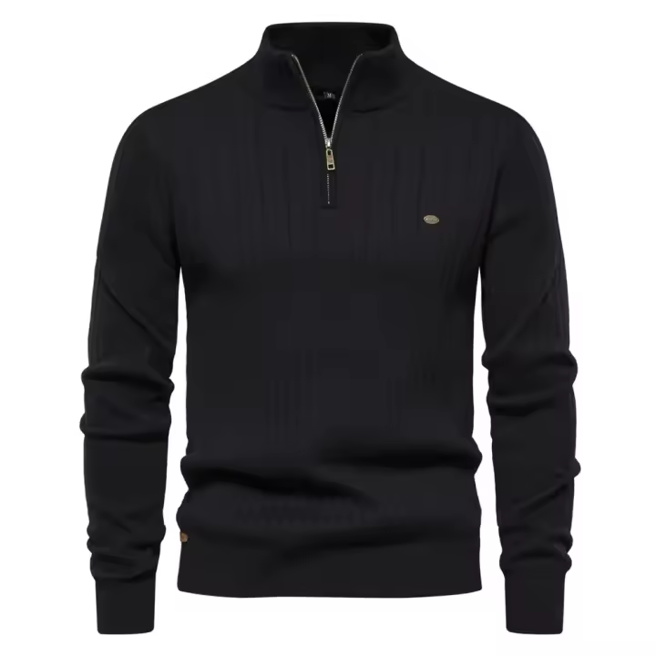 Día del padre 2025 nuevo Otoño Invierno suéteres con cremallera para hombres de alta calidad cálido cuello alto suéter de punto de algodón para hombres - 1
