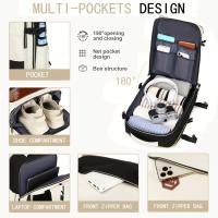 Mochila con compartimento para zapatos, bolsa para computadora portátil de 15,6 pulgadas, puerto de carga USB, múltiples compartimentos y correas ajustables, mochila informal y de negocios aprobada por la aerolínea para el trabajo o viajes, mochila para v - details 2