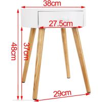 2X Mesitas de Noche Mesa de Centro con Cajón, con Patas, Madera MDF Blanco 38x38x48cm TS51ws-2 - details 6