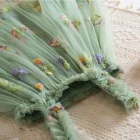 Vestido de malla para niña, niña de verano cubierto con bordado de flores, malla con tirantes verdes, vestido de princesa de playa - details 5