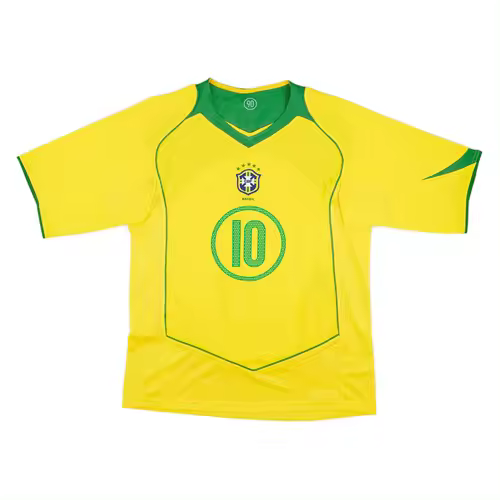 Camiseta de fútbol local de Brasil 2004 Personalizada 10 RONALDINHO 9 RONALDO 6 R. CARLOS Camiseta Retro - 1