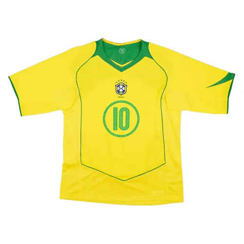 Camiseta de fútbol local de Brasil 2004 Personalizada 10 RONALDINHO 9 RONALDO 6 R. CARLOS Camiseta Retro - 1