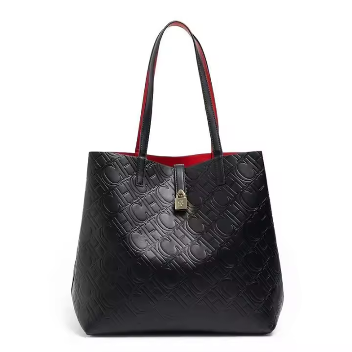 CH Bolso de mano con diseño de letra Emed de color sólido, bolso de hombro de gran capacidad, bolso de mano clásico de moda para mujer, mochila de lujo de alta gama - 1