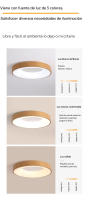 Lámpara colgante LED redonda con rayas de madera 40 cm, 30 W, 3000 lúmenes, control remoto - details 4