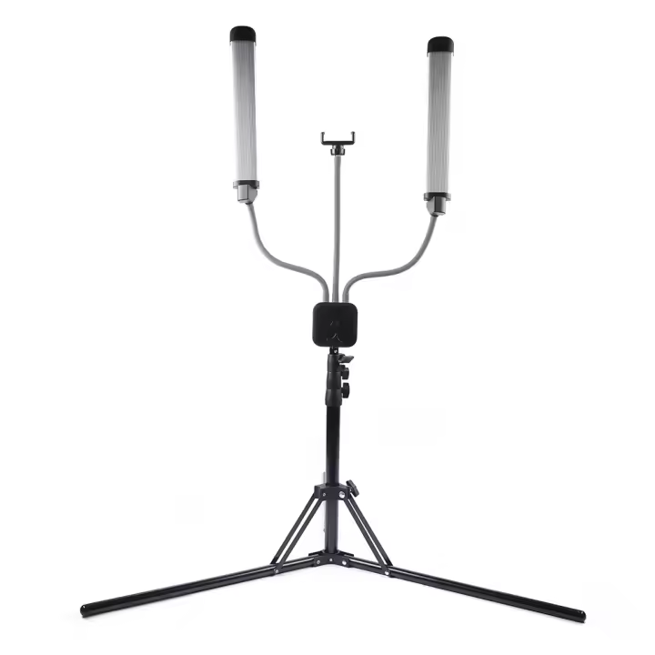 Trípode con luz LED, con clip para teléfono, ideal para salón de belleza, pestañas y maquillaje - 1