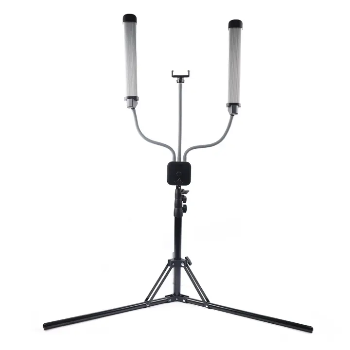 Trípode con luz LED, con clip para teléfono, ideal para salón de belleza, pestañas y maquillaje - 1