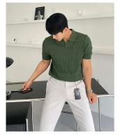 Cuello de gama alta de verano para hombre, top de punto de manga delgada informal, efecto de pérdida de peso, estilo coreano, moda de color sólido - details 11