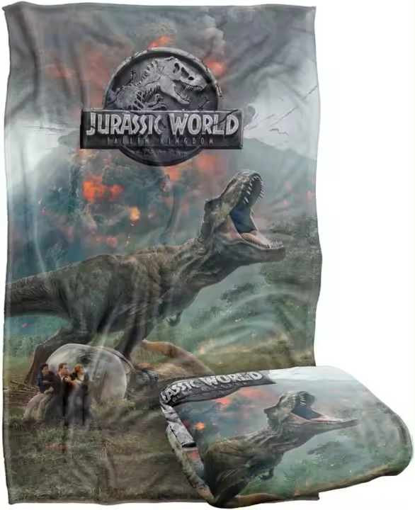 Manta de tacto sedoso y súper suave con póster de Trex de Jurassic World Fallen Kingdom - 1