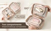 Bolsa de cosméticos transparente de 2 capas, paquete grande impermeable, bolsas de maquillaje transparentes de viaje multifuncionales, bolso de mano - details 1