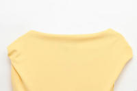 TRAFZA 2025, vestidos largos elegantes de verano para mujer, vestidos amarillos con cuello redondo y pliegues decorados con cremallera, vestido sin mangas con abertura a la moda para mujer - details 6