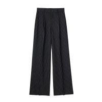 TRAF Pantalones rectos a rayas, otoño 2024, pantalones largos plisados ​​elegantes para mujer, pantalones casuales de moda para mujer, pantalones negros Beige y grises para oficina - details 5