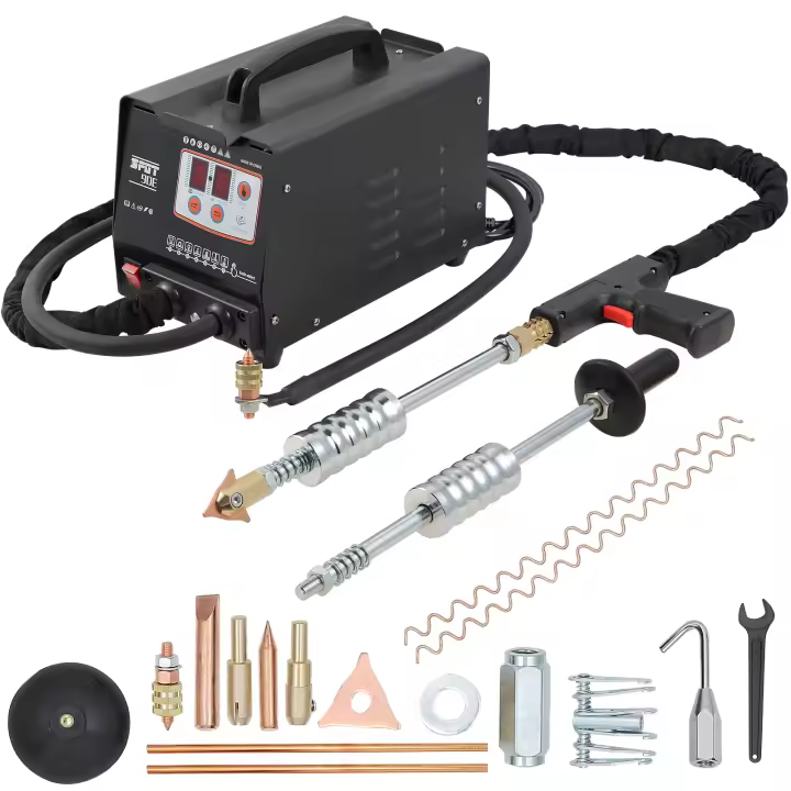 SucceBuy Extractor de abolladuras, soldador de 3 KW, 7 modos, kit de reparación de vehículos, localizador de abolladuras de puntos de panel, reparación de puertas multipunto, 230 V para automóvil - 1