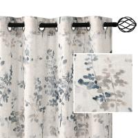 Cortinas de dormitorio, salón de Lino, Visillo Translúcido con Ojales, 2 Piezas - details 0